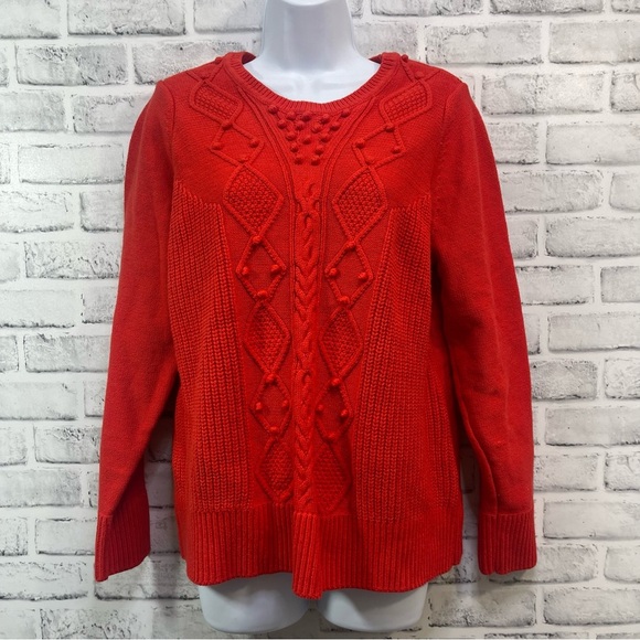 Maison Jules Cable Knit Red Sweater Extra Large - Picture 1 of 10